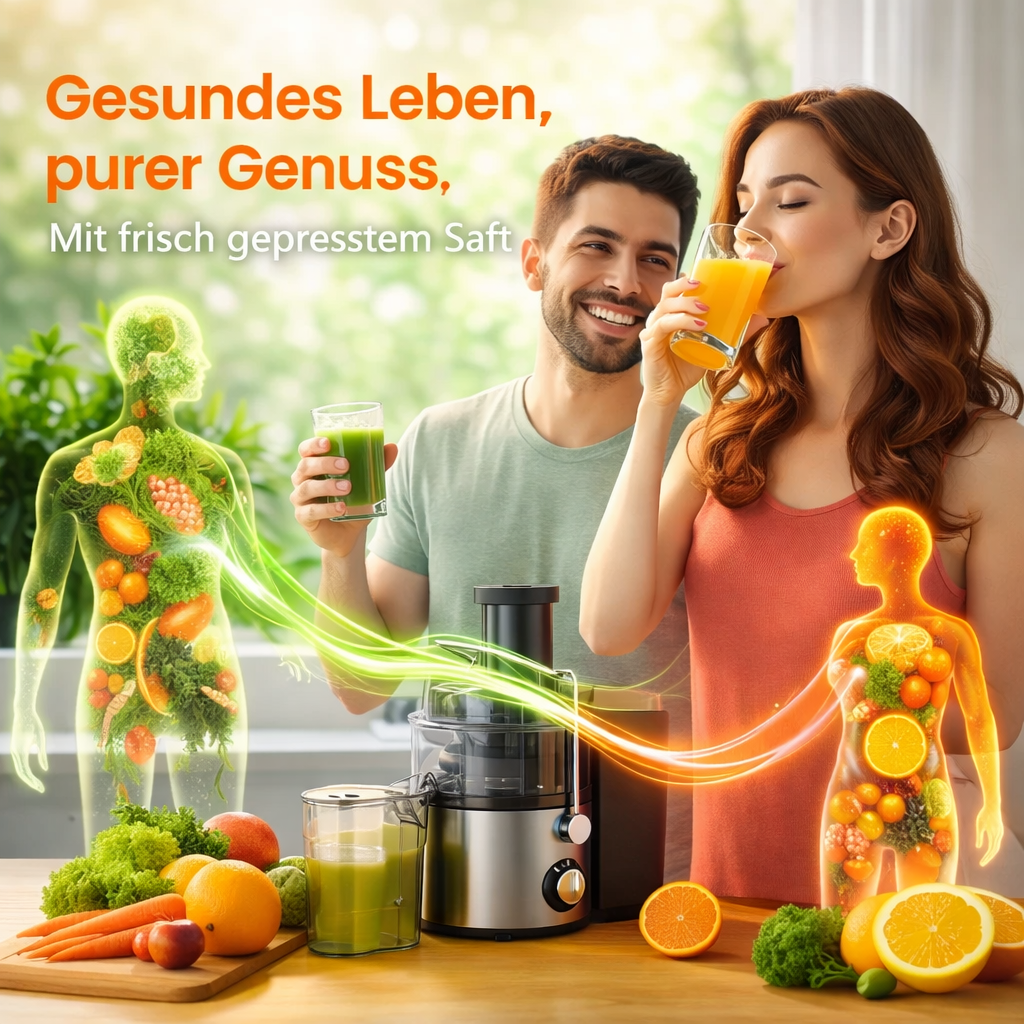 Snappy™ Entsafter Edelstahl mit großer Einfüllöffnung & 2 Geschwindigkeitsstufen