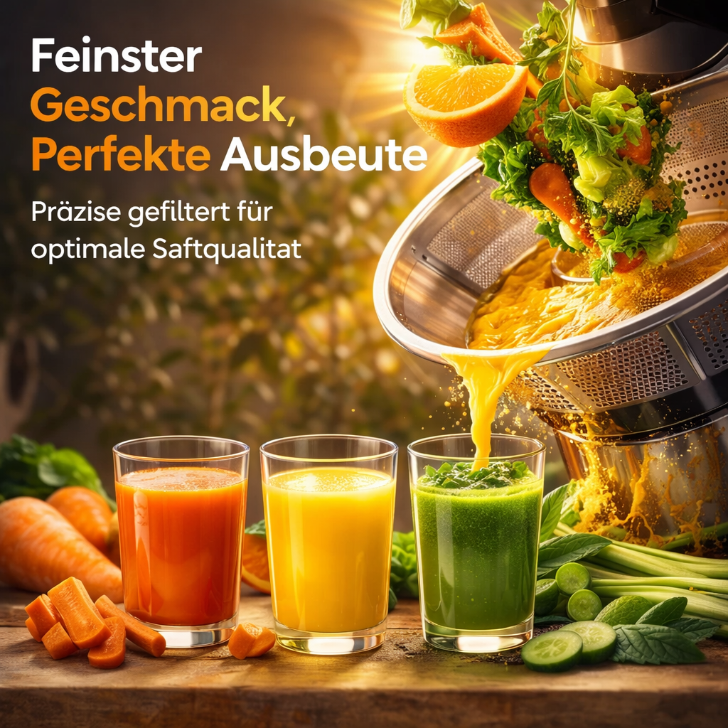 Snappy™ Entsafter Edelstahl mit großer Einfüllöffnung & 2 Geschwindigkeitsstufen