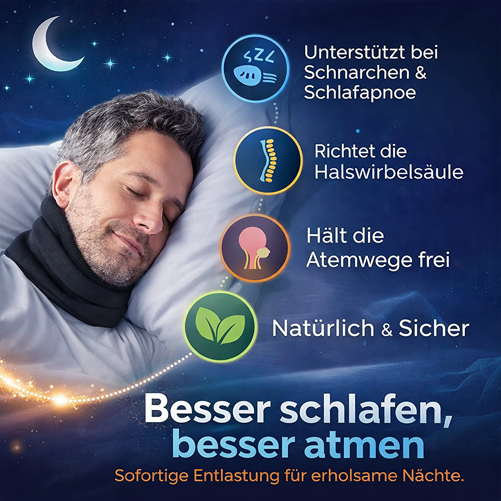 Vitavix NeckSupport™ Anti-Schnarch Nackenstütze Halskrause Schlafhilfe Komfort