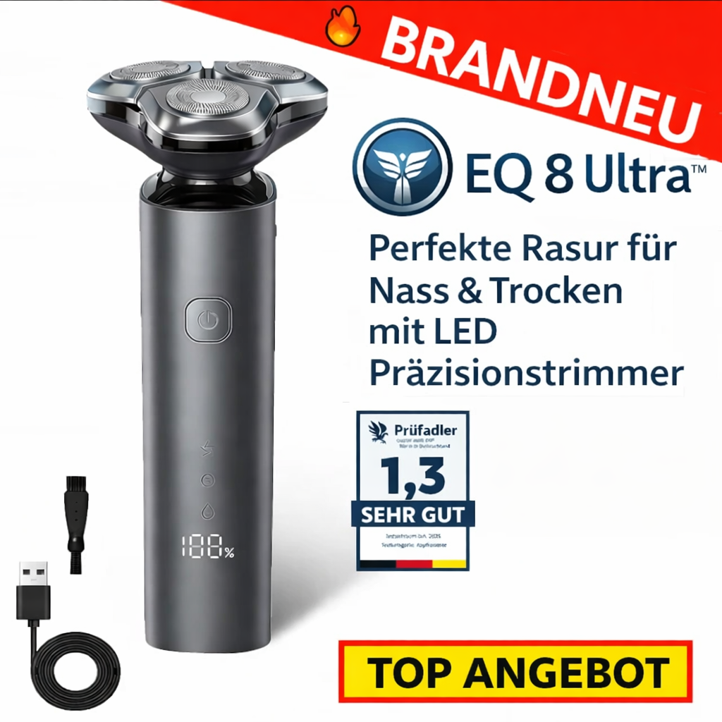 EQ 8 Ultra™ Elektrorasierer Nass & Trocken 90 Min Akku LED Präzisionstrimmer