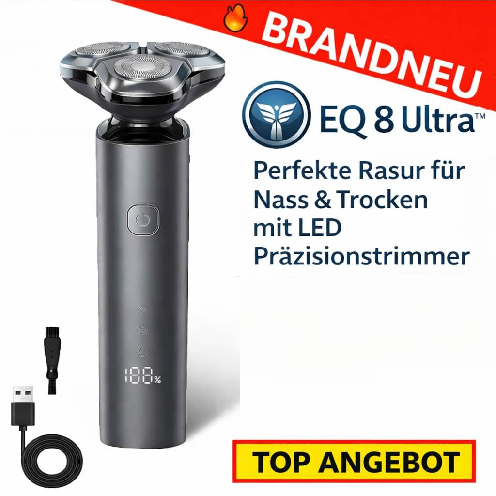 EQ 8 Ultra™ Elektrorasierer Nass & Trocken 90 Min Akku LED Präzisionstrimmer