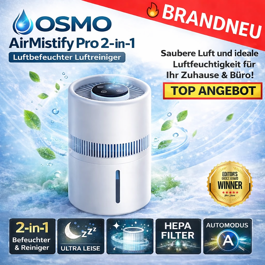 Osmo™ AirMistify Pro 2-in-1 Luftbefeuchter Luftreiniger leise für Zuhause & Büro