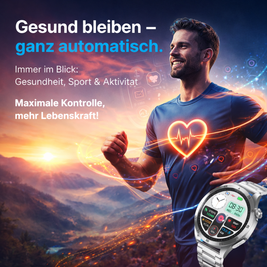 AlphaPro™ Smartwatch 1,43" AMOLED Fitnessuhr Herzfrequenz SpO2 Bluetooth