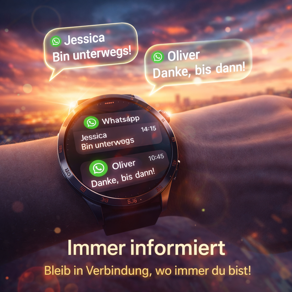 AlphaPro™ Smartwatch 1,43" AMOLED Fitnessuhr Herzfrequenz SpO2 Bluetooth