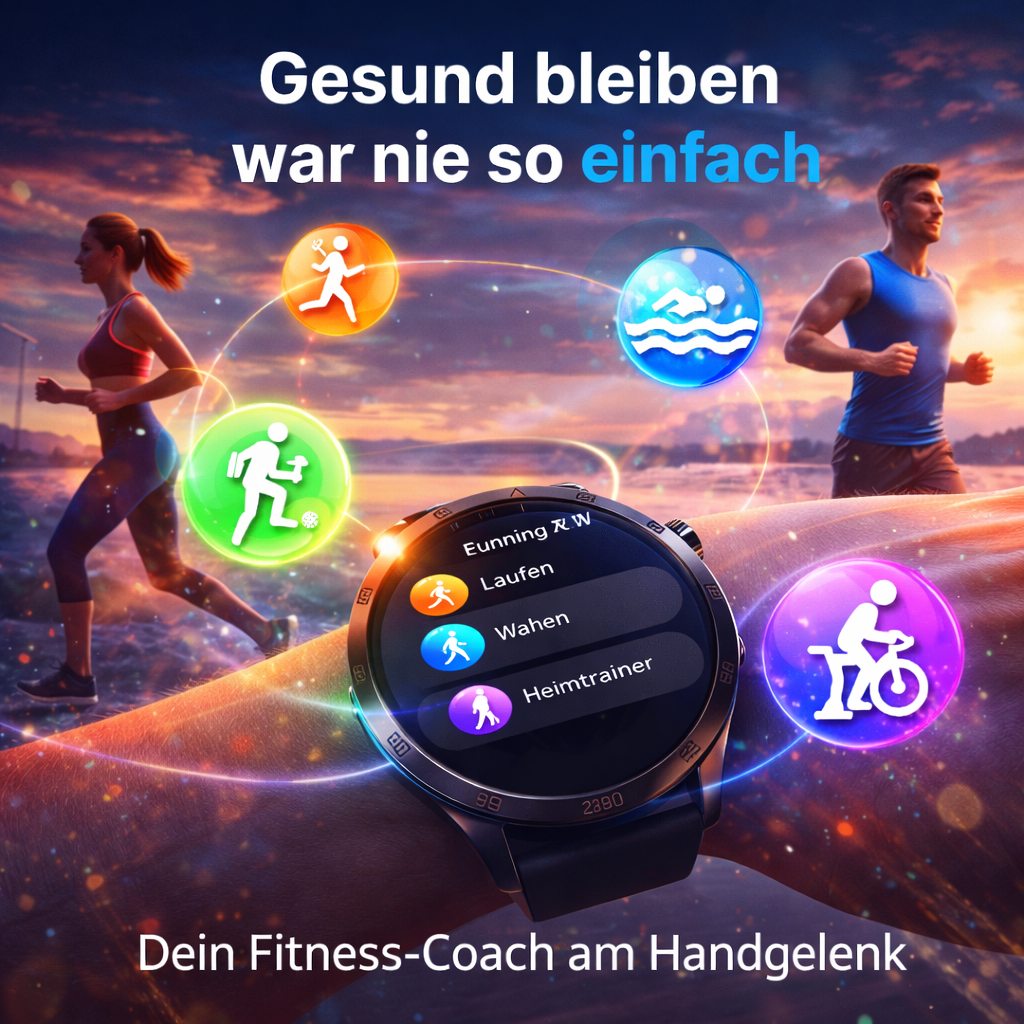 AlphaPro™ Smartwatch 1,43" AMOLED Fitnessuhr Herzfrequenz SpO2 Bluetooth