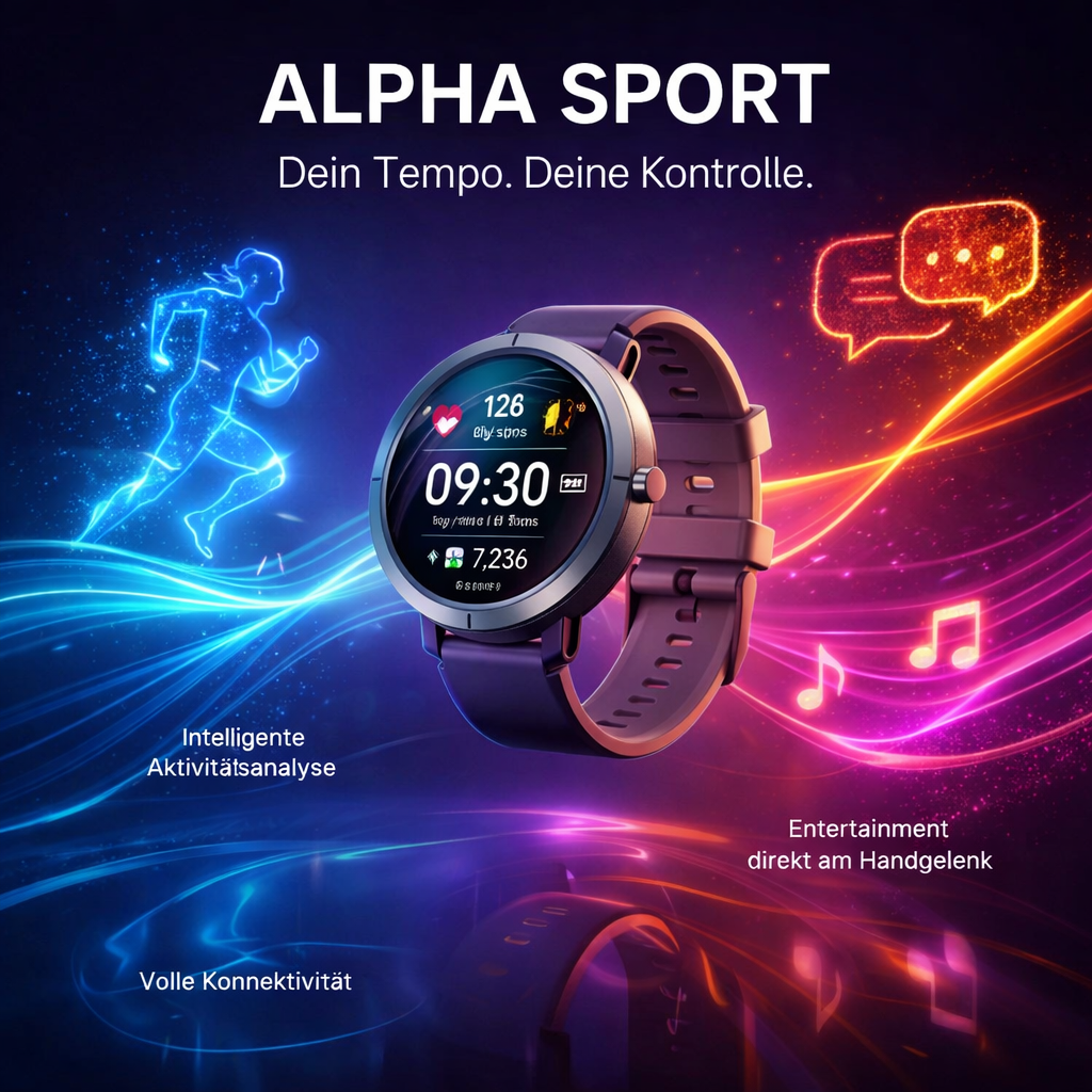 AlphaSport™ Smartwatch GPS 170+Sportmodi AMOLED FitnessTracker Herzfrequenz SpO2