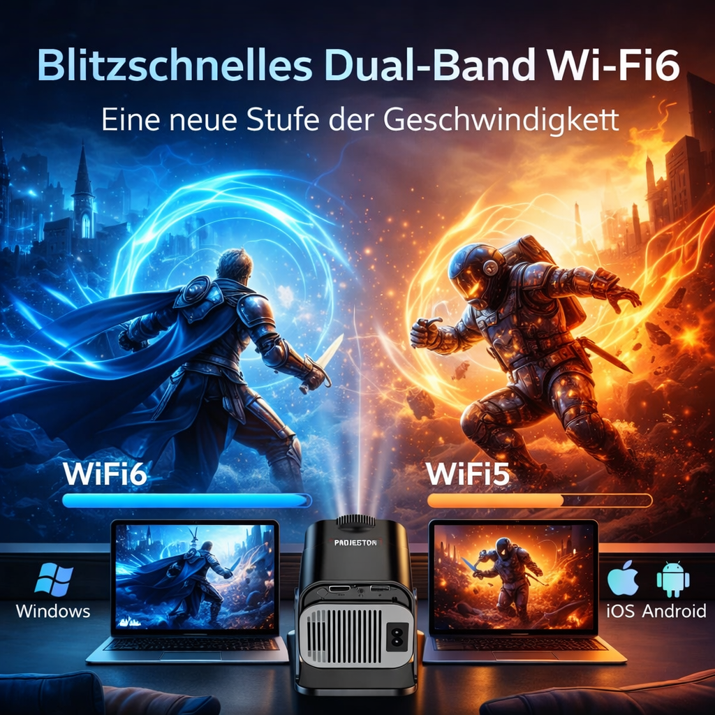Osmo™ FlixPro Mini Beamer Projektor Heimkino WLAN 6 Bluetooth 4K 1080p LED HDMI