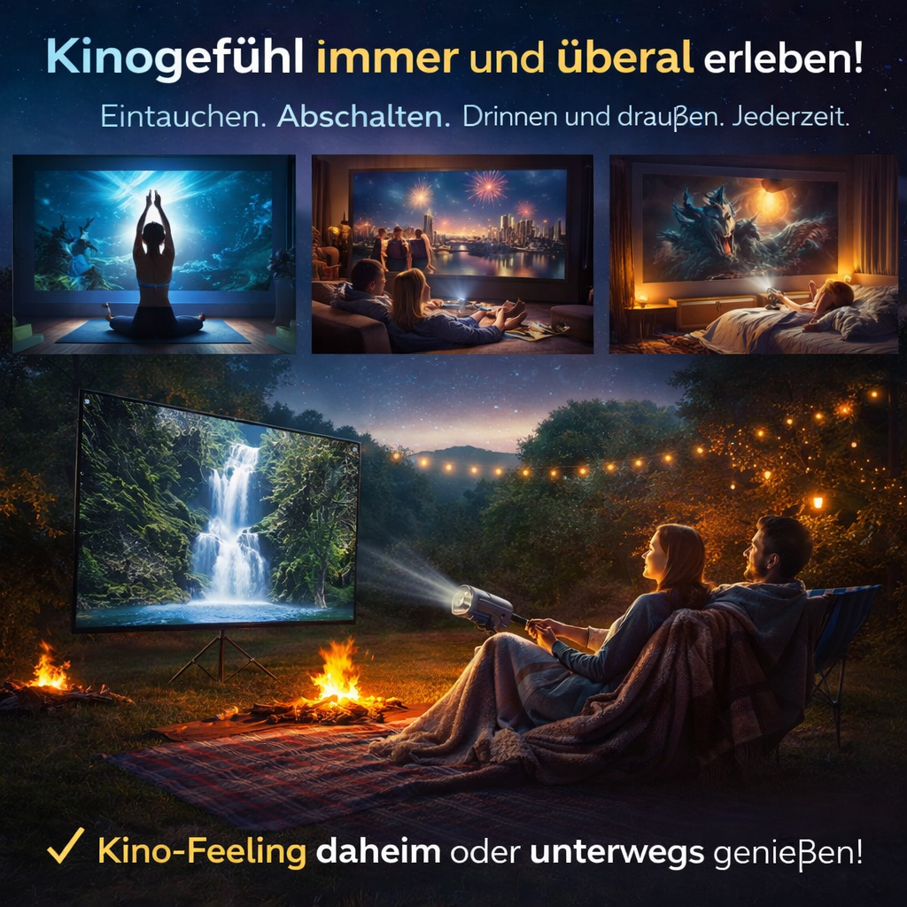 Osmo™ FlixPro Mini Beamer Projektor Heimkino WLAN 6 Bluetooth 4K 1080p LED HDMI