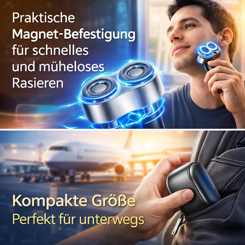 iTurbo Pro™ Doppelkopf Elektrorasierer Turbo-Spin 7500 U/min Nass-& Trockenrasur