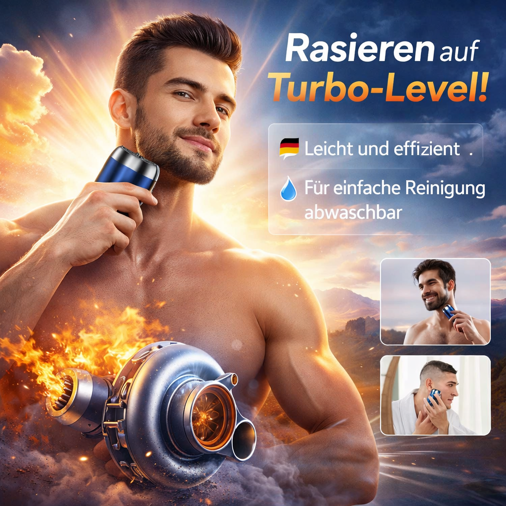 iTurbo Pro™ Doppelkopf Elektrorasierer Turbo-Spin 7500 U/min Nass-& Trockenrasur