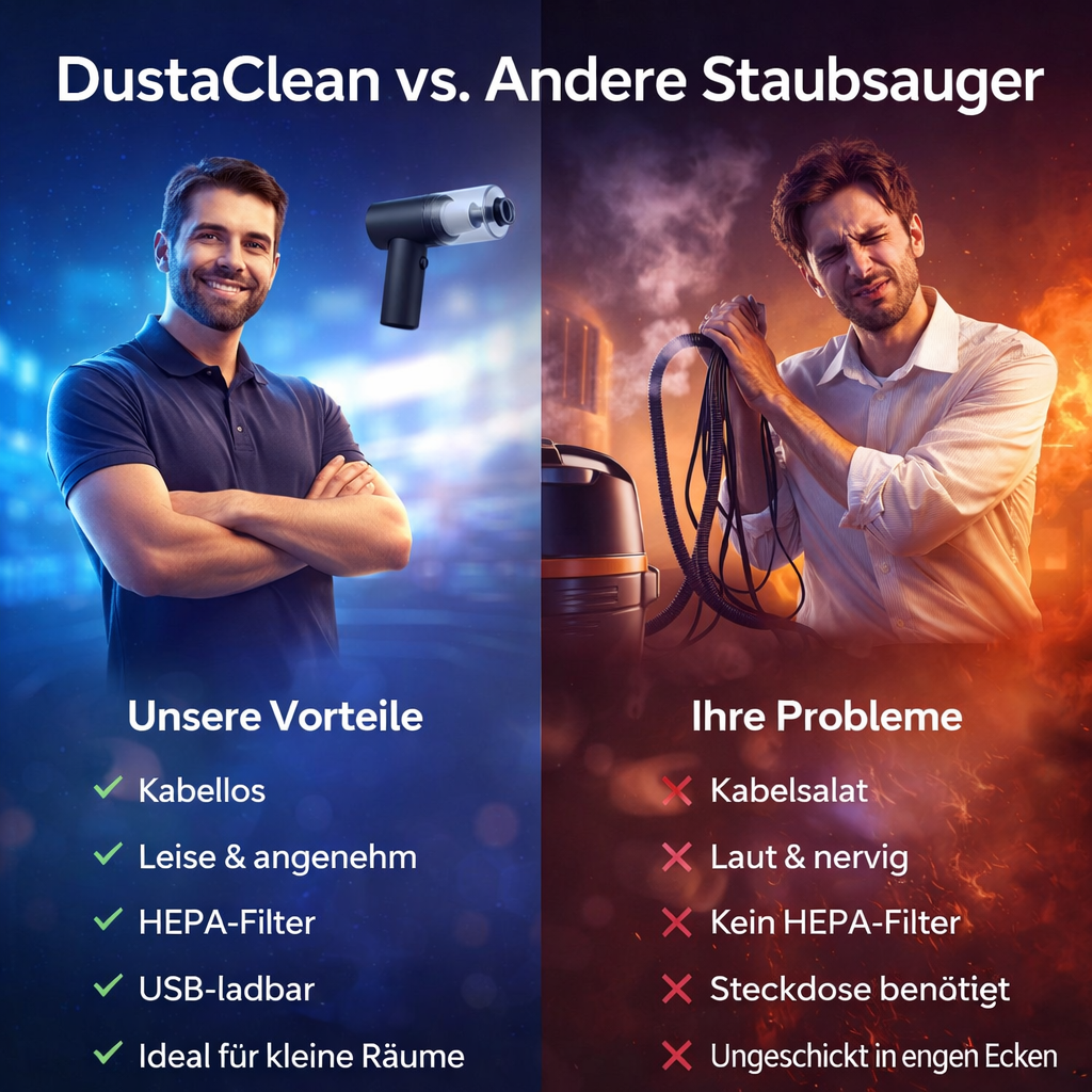 Dustaclean™ Mini Handstaubsauger Akku Kabellos Auto Tisch Tastatur Stark HEPA