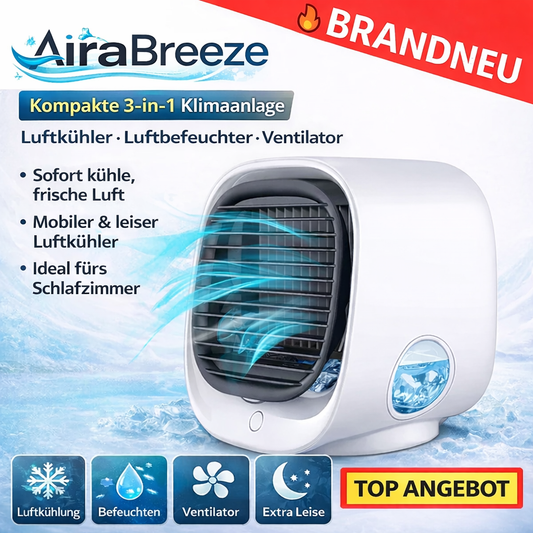 AiraBreeze™ Mini Klimaanlage Luftkühler Tragbar Ventilator Schlafzimmer Leise