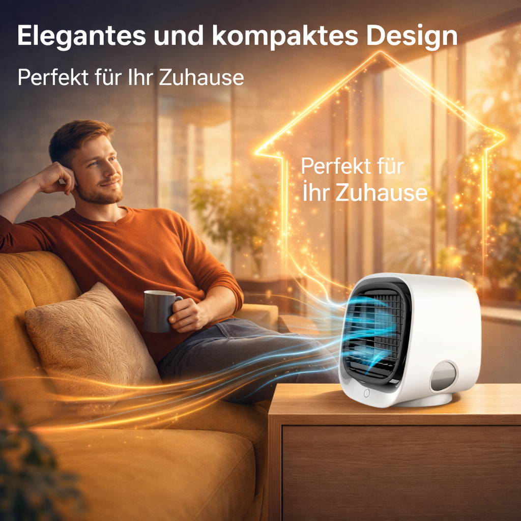 AiraBreeze™ Mini Klimaanlage Luftkühler Tragbar Ventilator Schlafzimmer Leise