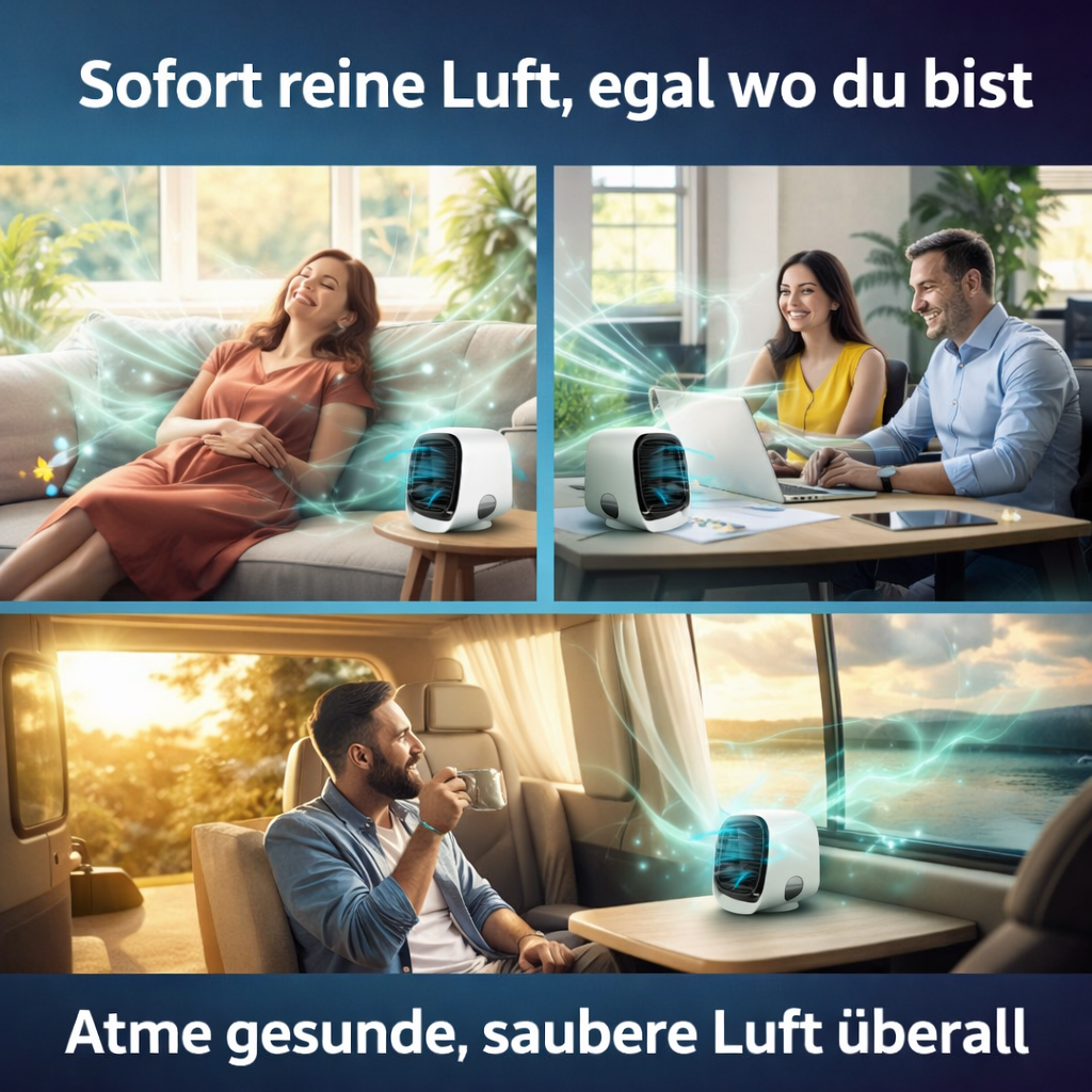 AiraBreeze™ Mini Klimaanlage Luftkühler Tragbar Ventilator Schlafzimmer Leise
