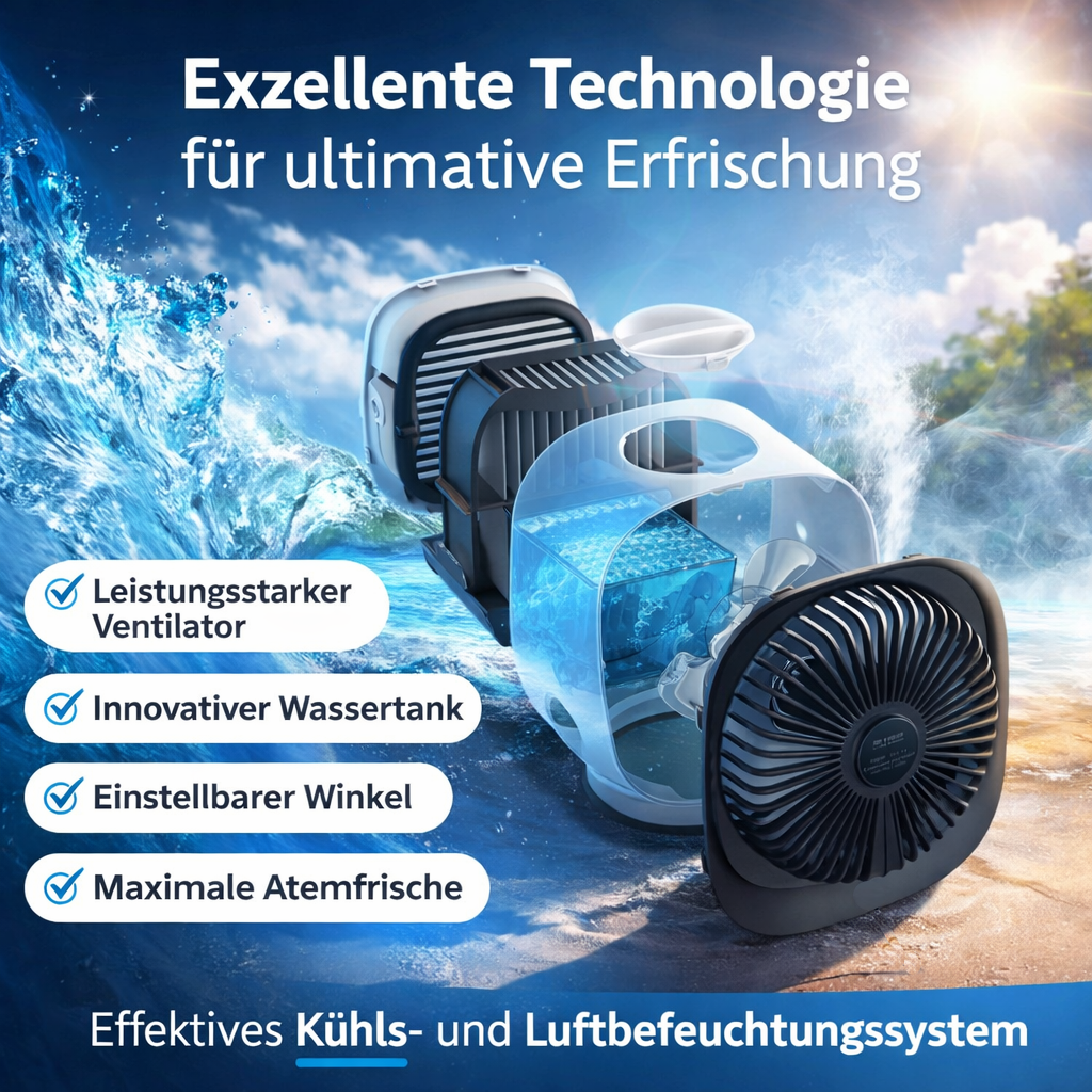 AiraBreeze™ Mini Klimaanlage Luftkühler Tragbar Ventilator Schlafzimmer Leise