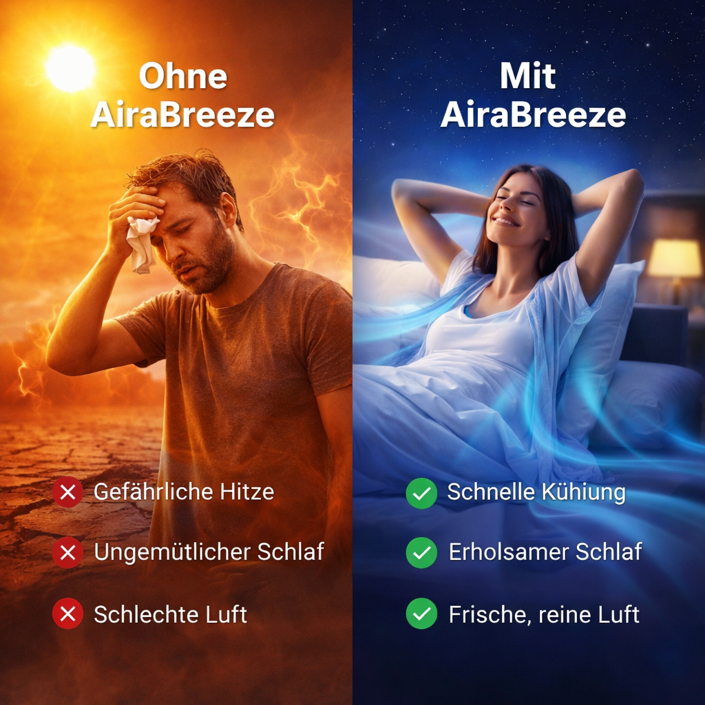 AiraBreeze™ Mini Klimaanlage Luftkühler Tragbar Ventilator Schlafzimmer Leise
