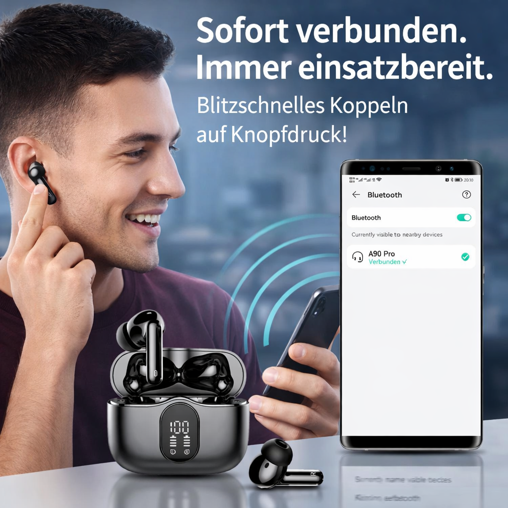 beatbuds™ X1 Bluetooth Kopfhörer In-Ear TWS Wireless mit LED Display & Ladecase