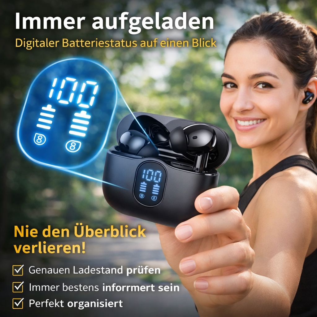 beatbuds™ X1 Bluetooth Kopfhörer In-Ear TWS Wireless mit LED Display & Ladecase
