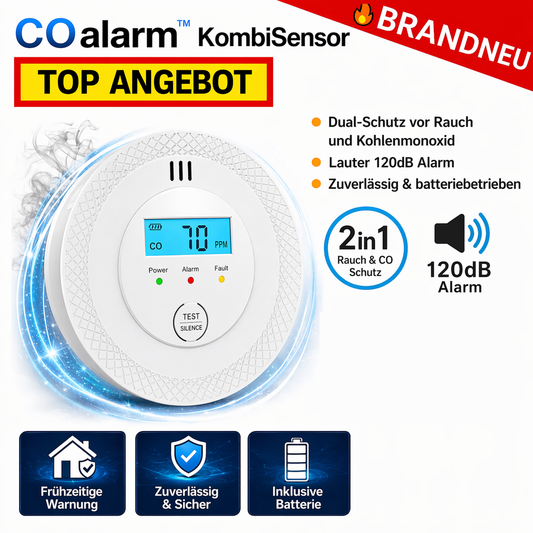 COalarm™ KombiSensor Rauchmelder CO Melder Feuermelder Kohlenmonoxid 2in1 120dB