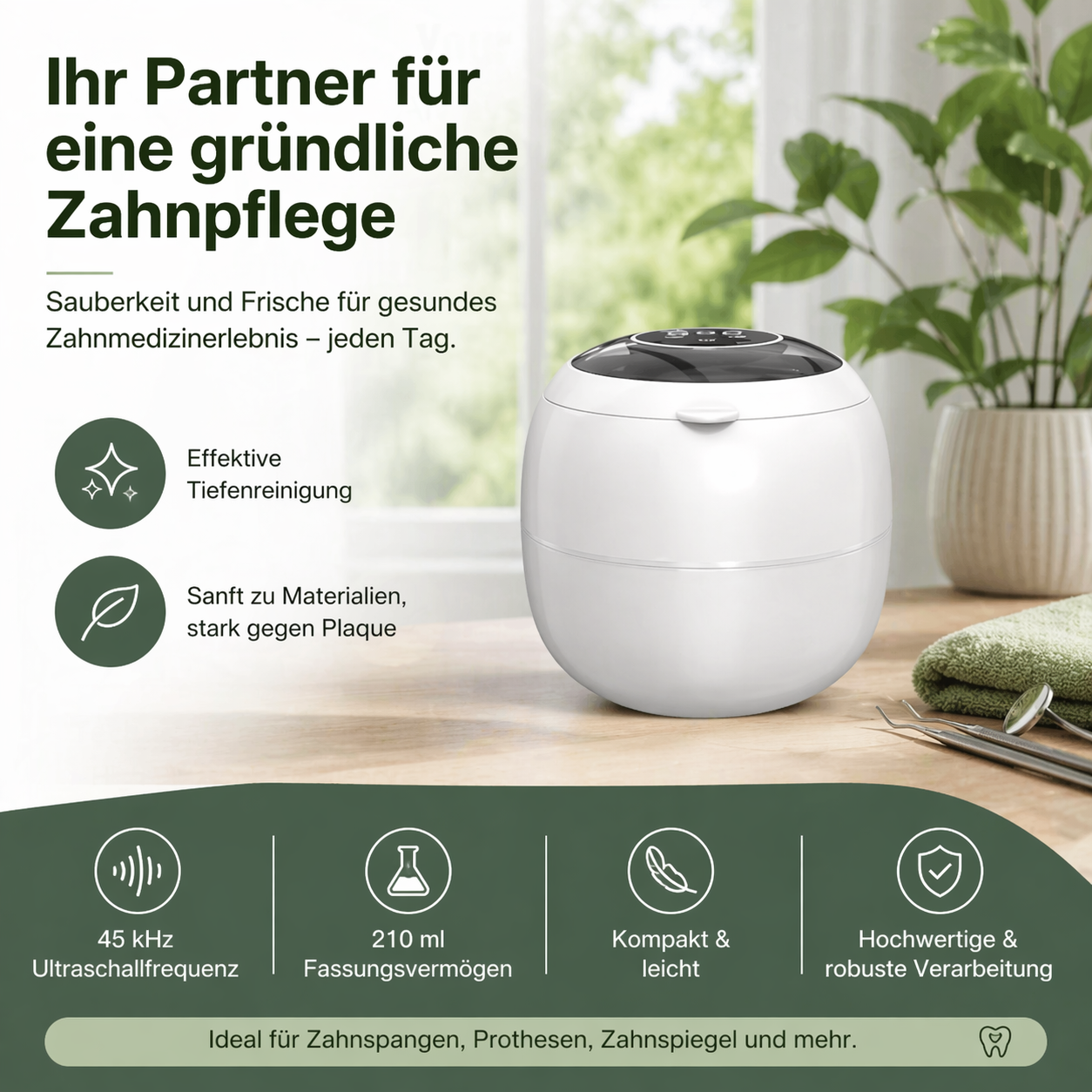 MintPolu™ UV-C Gebissreiniger für Zahnspangen & Zahnprothesen mit Akku 360°