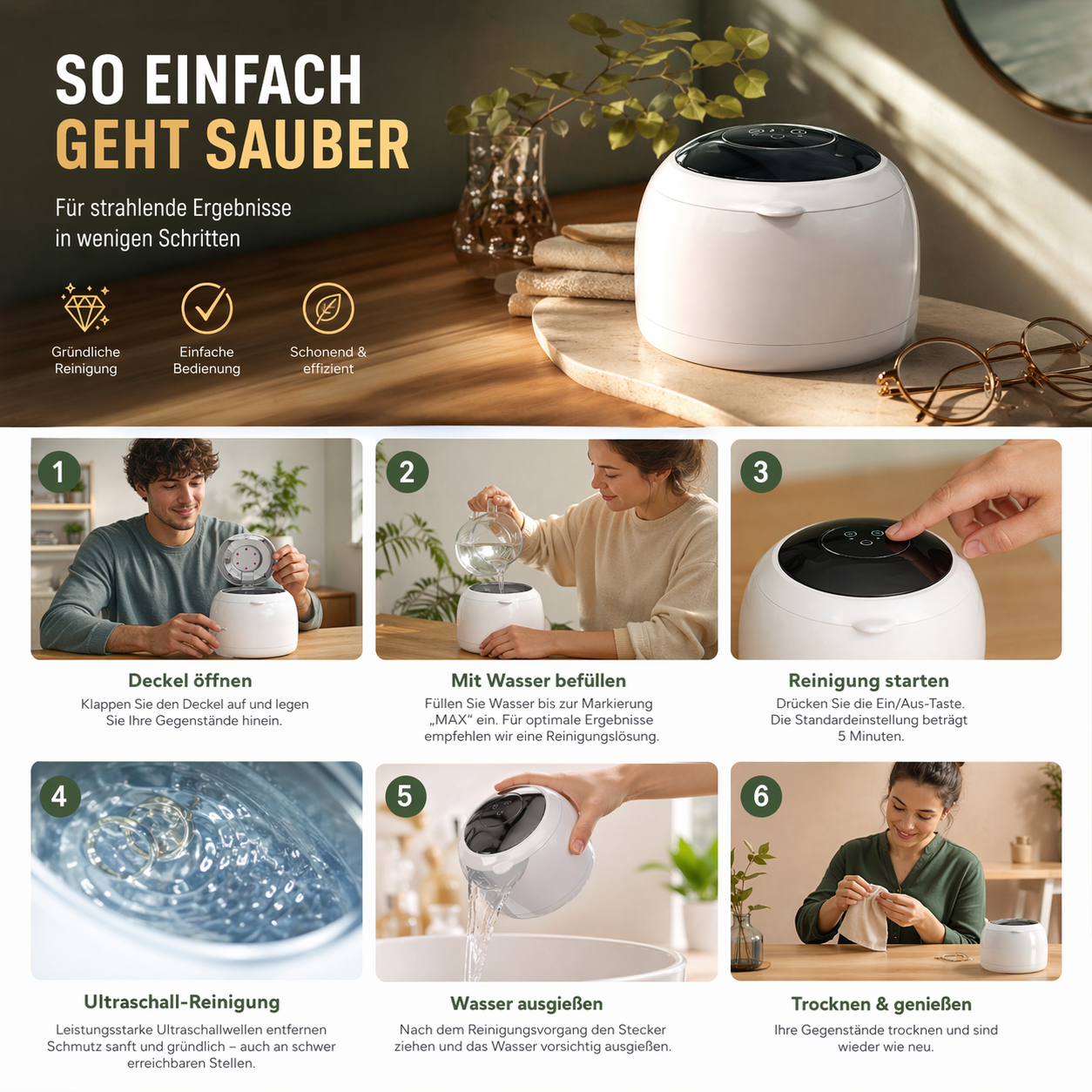 MintPolu™ UV-C Gebissreiniger für Zahnspangen & Zahnprothesen mit Akku 360°