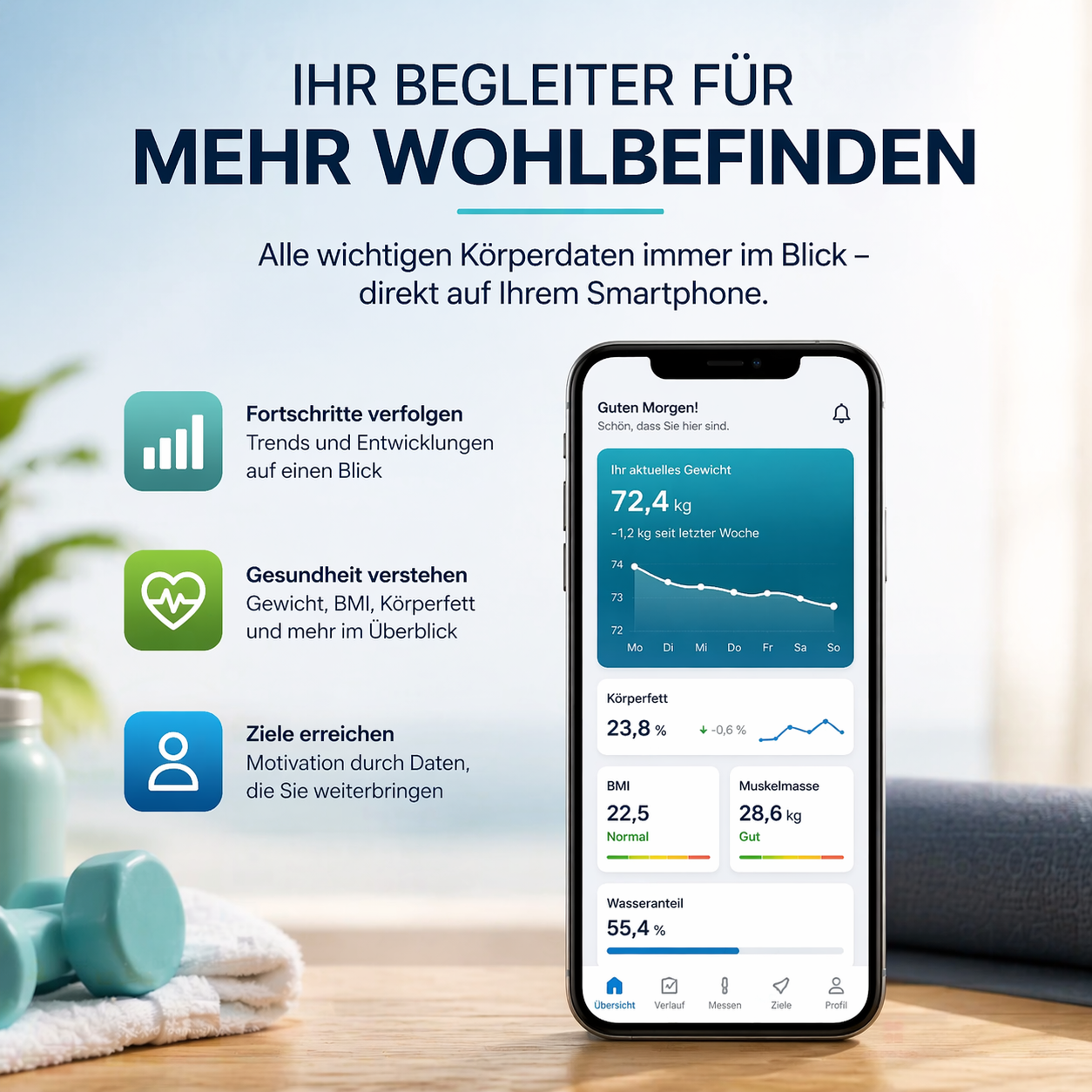 FityGauge™ Körperfettwaage Personenwaage Körperanalyse Digital Bluetooth mit APP
