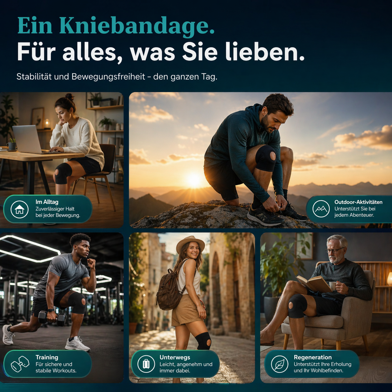 DrFlexa™ Kniebandage Orthese Kniestütze Stabilisierung Sport Knieorthese Klett