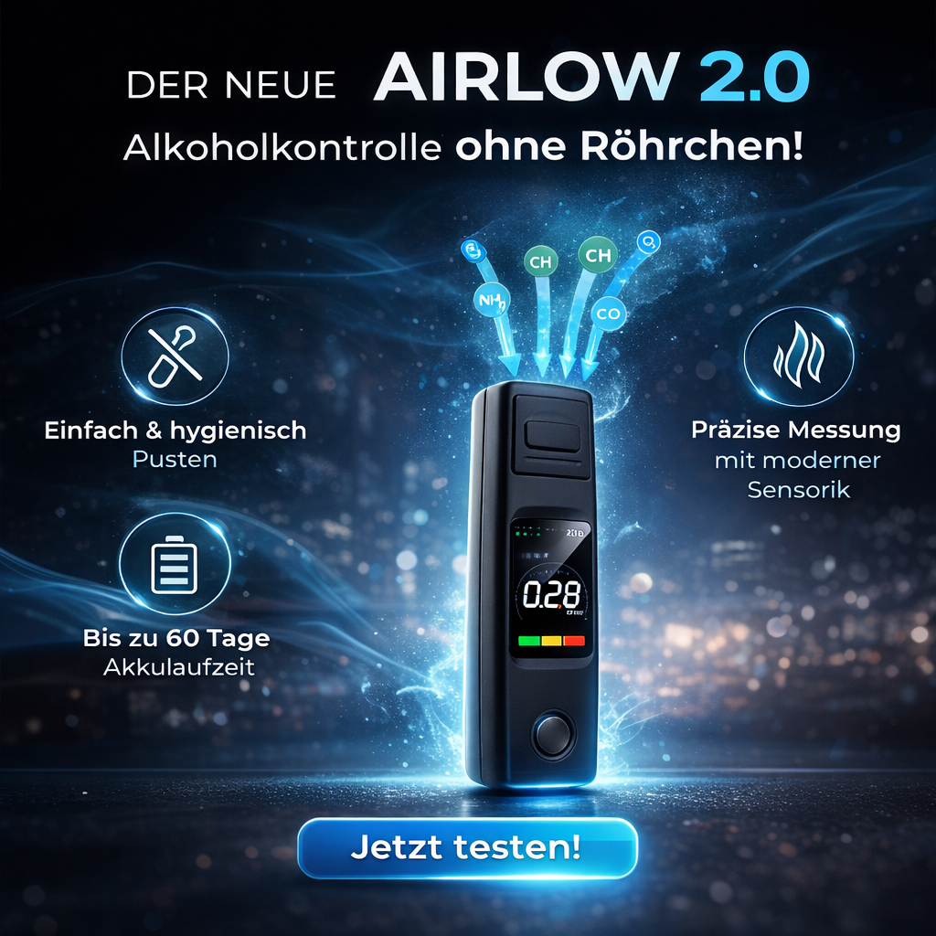 Airlow™ 2.0 - Alkoholtester | Promilletester | Alkoholmeter | Alkoholmessgerät