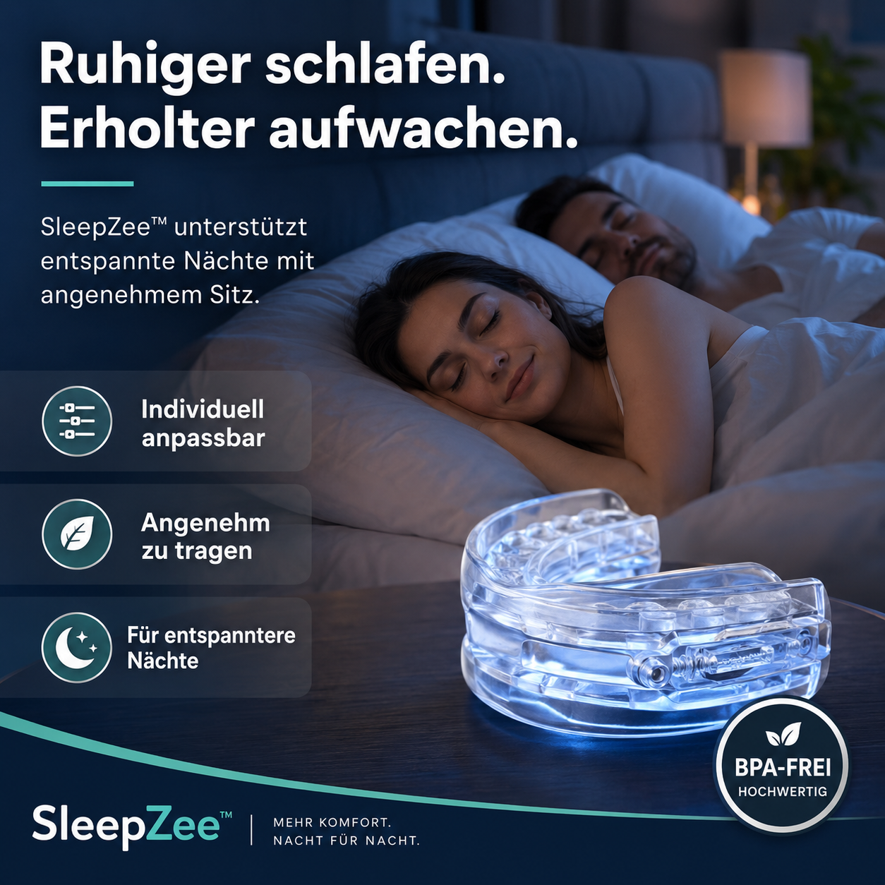 SleepZee™ Anti-Schnarch Mundstück Zahnschiene Schlafhilfe verstellbar BPA-frei