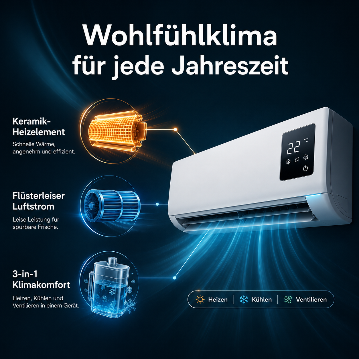 EpiCooler™ Mobile Klimaanlage Luftkühler Heizer Ventilator tragbar 2in1 Zuhause!