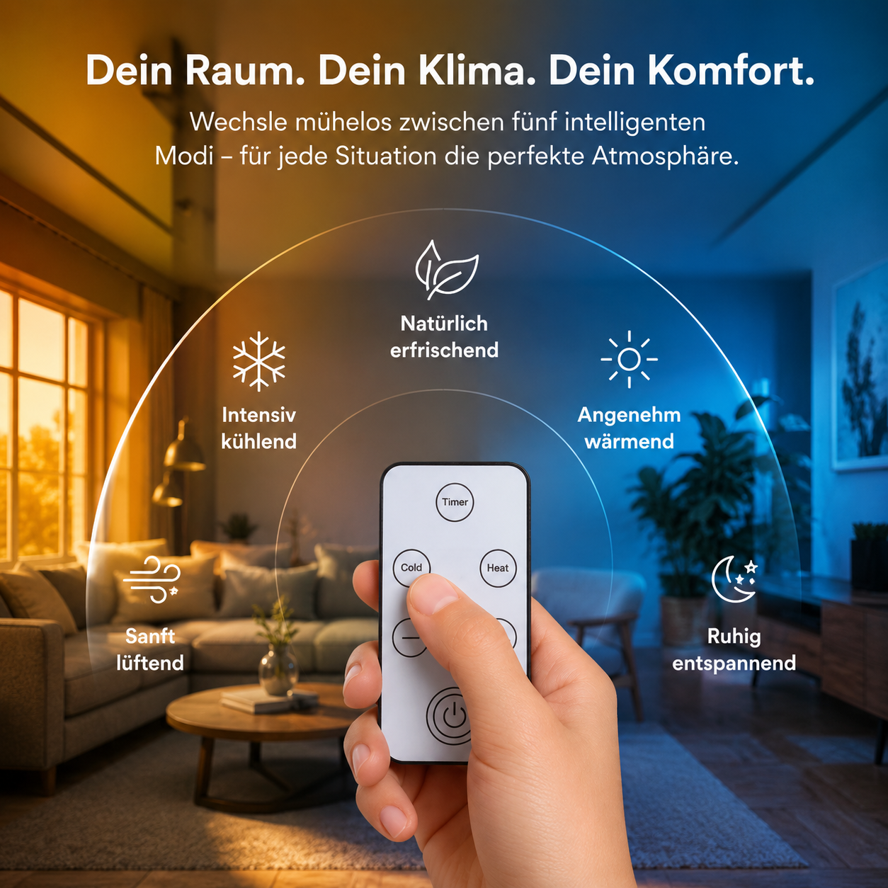 EpiCooler™ Mobile Klimaanlage Luftkühler Heizer Ventilator tragbar 2in1 Zuhause!