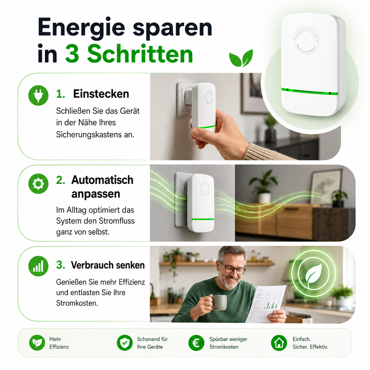 VoltCore™ Energiespargerät Steckdose Stromspargerät Überspannungsschutz für Haus