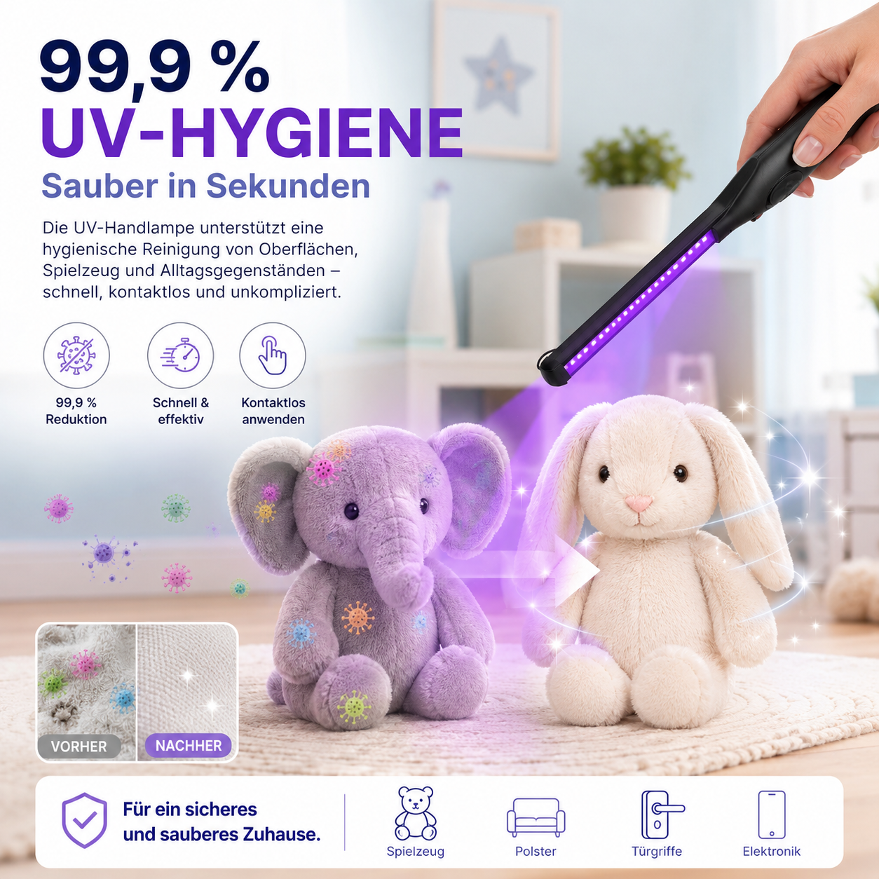 ClairLite™ Go UV Desinfektionsgerät Handlampe Oberflächen tragbar Zuhause LED