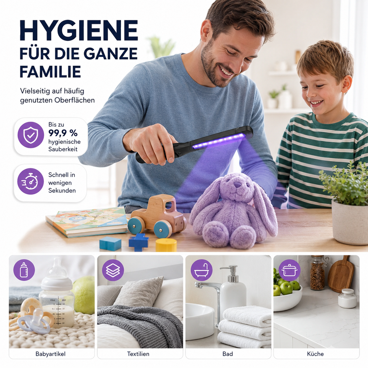 ClairLite™ Go UV Desinfektionsgerät Handlampe Oberflächen tragbar Zuhause LED