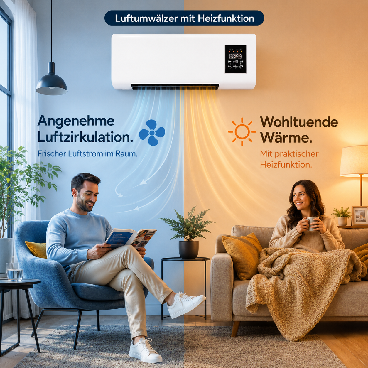 EpiCooler™ Mobiler Luftumwälzer Ventilator Heizer Heizlüfter 2in1 Luftzirkulator