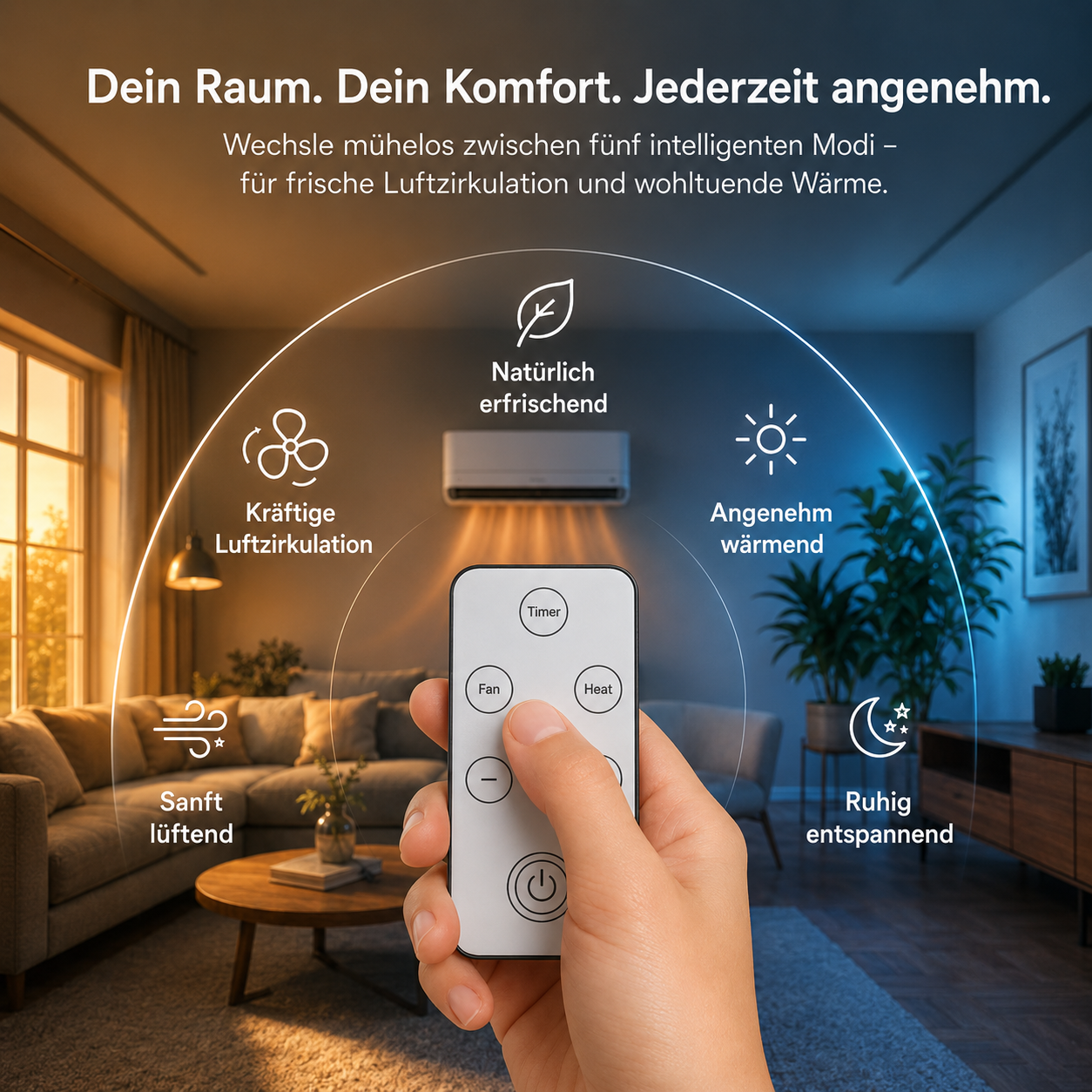 EpiCooler™ Mobiler Luftumwälzer Ventilator Heizer Heizlüfter 2in1 Luftzirkulator