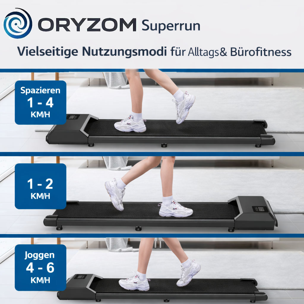 Oryzom™ Superrun Laufband für Zuhause & Büro mit Steigung / 2,2 PS Motor mit App
