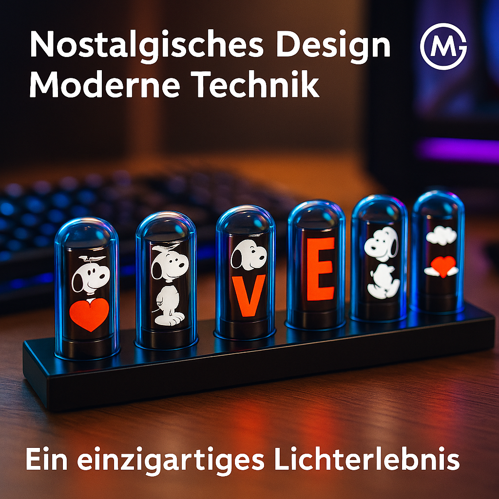 Nixie Tube Uhr RGB LED IPS Display DIY Retro Design APP Steuerung DE.