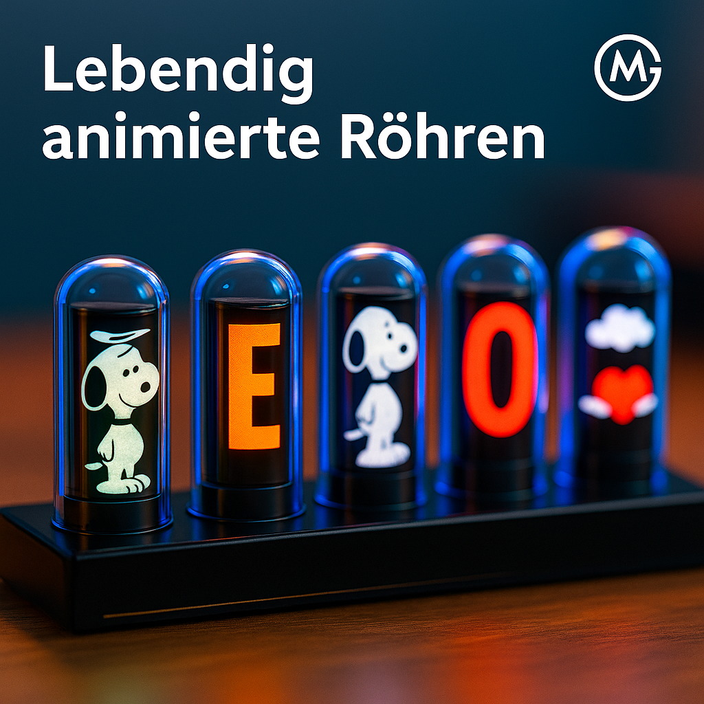 Nixie Tube Uhr RGB LED IPS Display DIY Retro Design APP Steuerung DE.