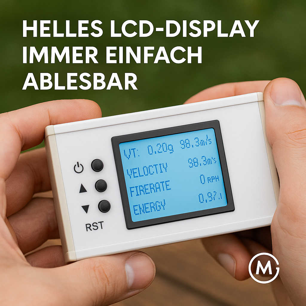 Schießgeschwindigkeitsmesser Kugelenergie Chronograph mit LCD DE.