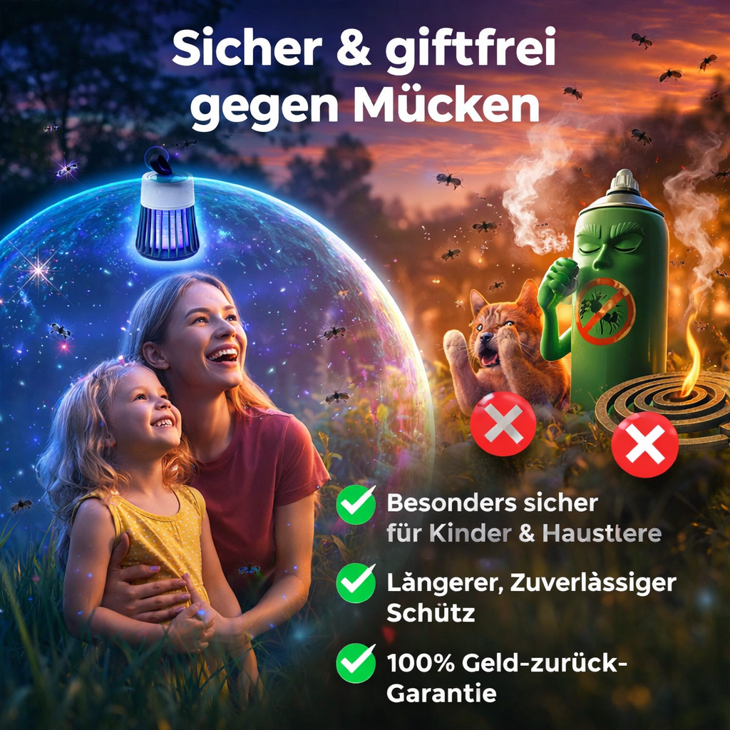 Mückengard™ Insektenvernichter – Leise, chemiefrei & effektiv gegen Mücken & Co.