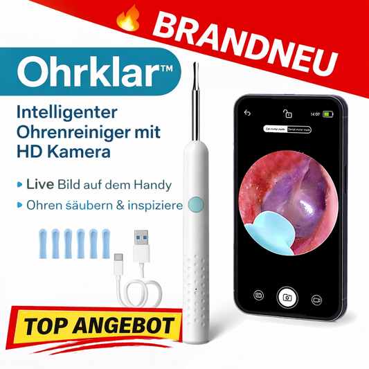 Ohrklar™ Intelligenter Ohrenreiniger mit HD Kamera | Ohrkamera | Wattestäbchen Ersatz