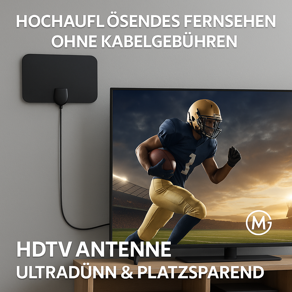 HDTV Antenne 50 Meilen Reichweite DVB-T2 4K 1080P 13ft Kabel DE.