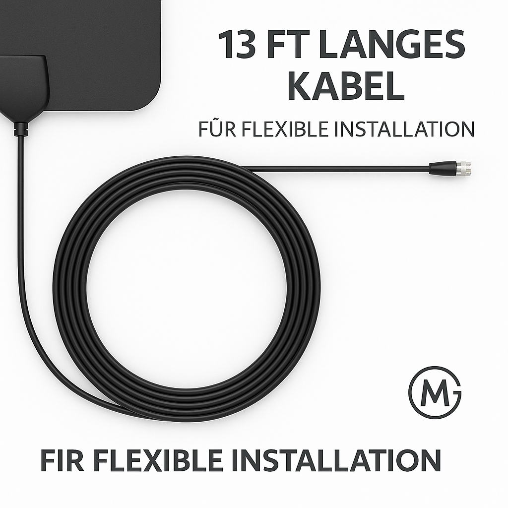 HDTV Antenne 50 Meilen Reichweite DVB-T2 4K 1080P 13ft Kabel DE.