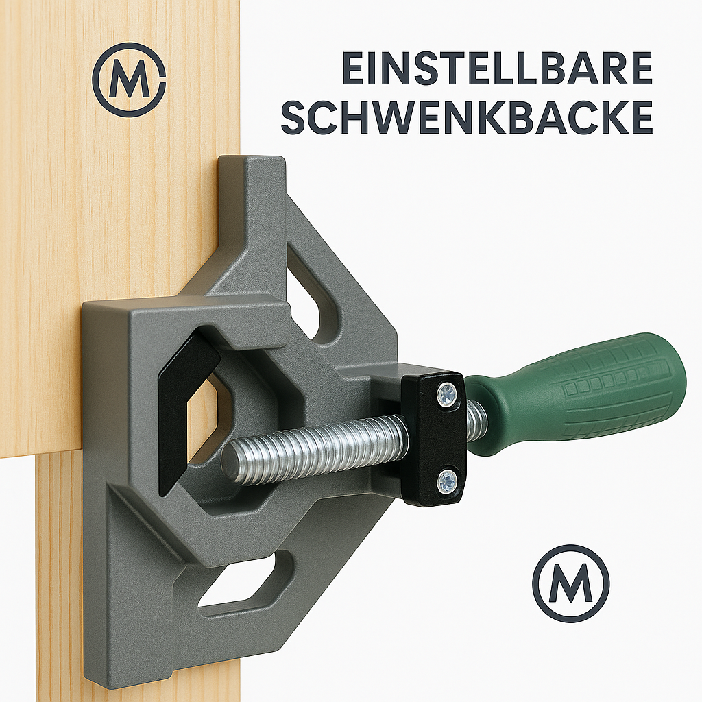 Alu Winkelklemme 90° für Holz Metall, verstellbar, Einhandgriff DE.