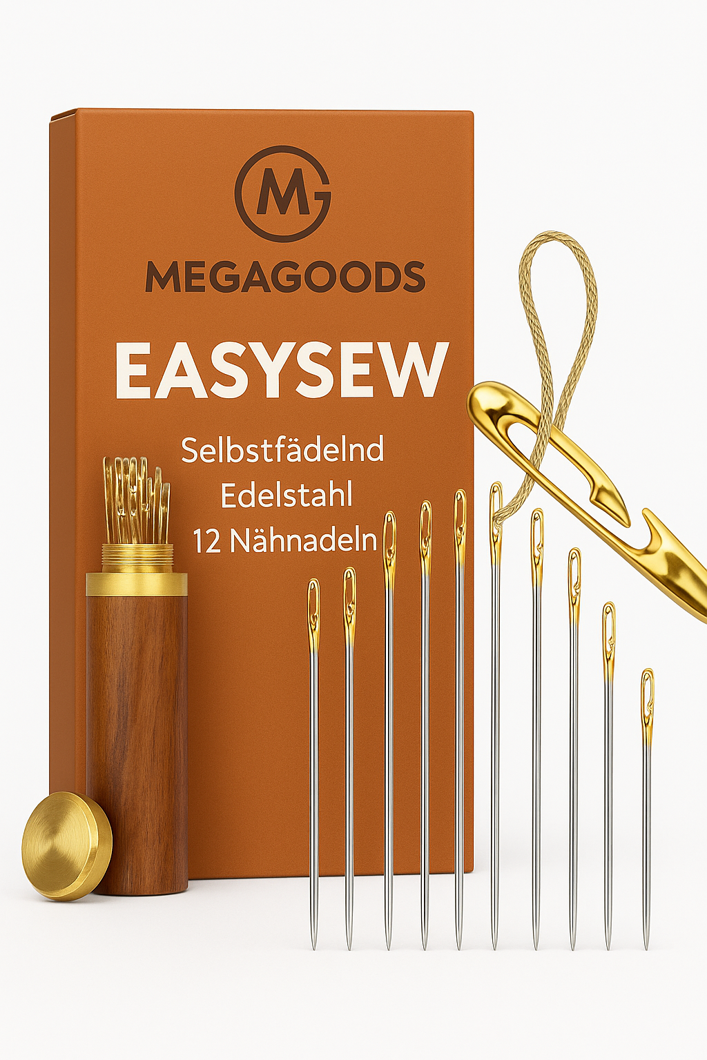 12 Stück Nähnadeln selbstfädelnd Edelstahl für Senioren DE.