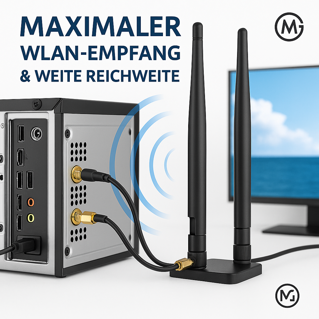 Antenne 2er-Set 6dBi für AX210 AX200 9260 M.2 WiFi RP-SMA DE.