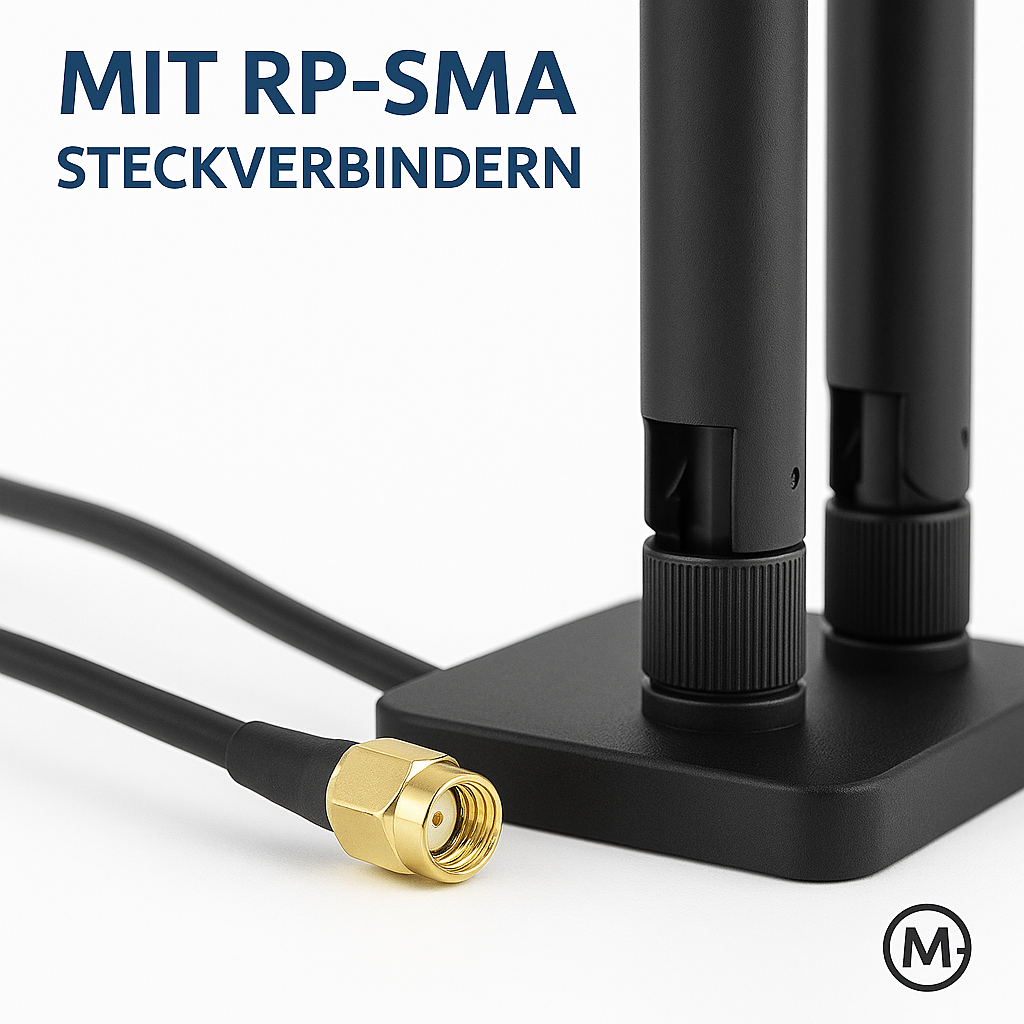Antenne 2er-Set 6dBi für AX210 AX200 9260 M.2 WiFi RP-SMA DE.