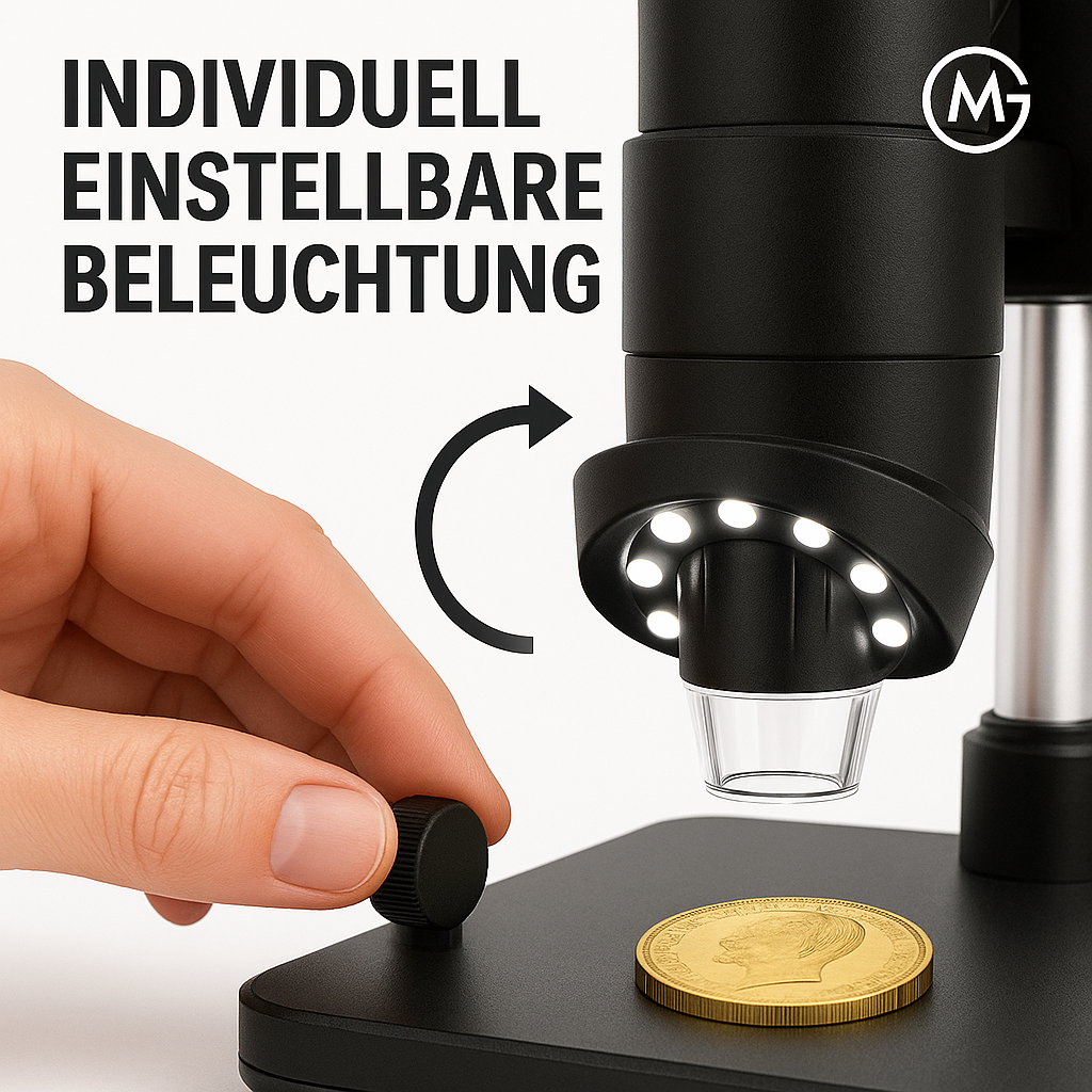 DM7 Digitalmikroskop 1000X 4,3" 1080P mit 8 LEDs DE.