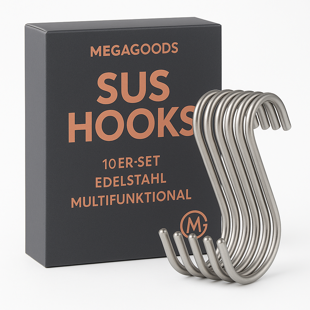 10x S-Haken Edelstahl 5 cm, multifunktional für Küche Bad DE.